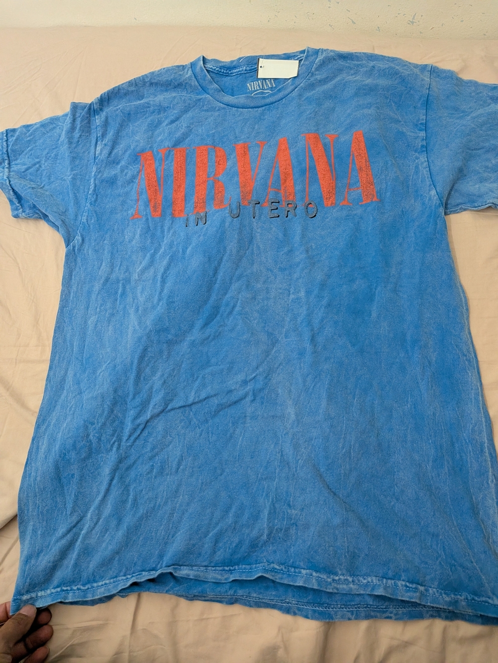 NIRVANA Blue Tee with Red Logo